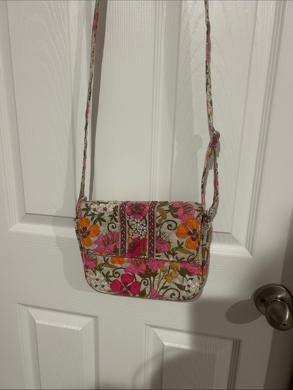 Floral Crossbody Shoulder Bag in Pink and Orange Vera Bradley